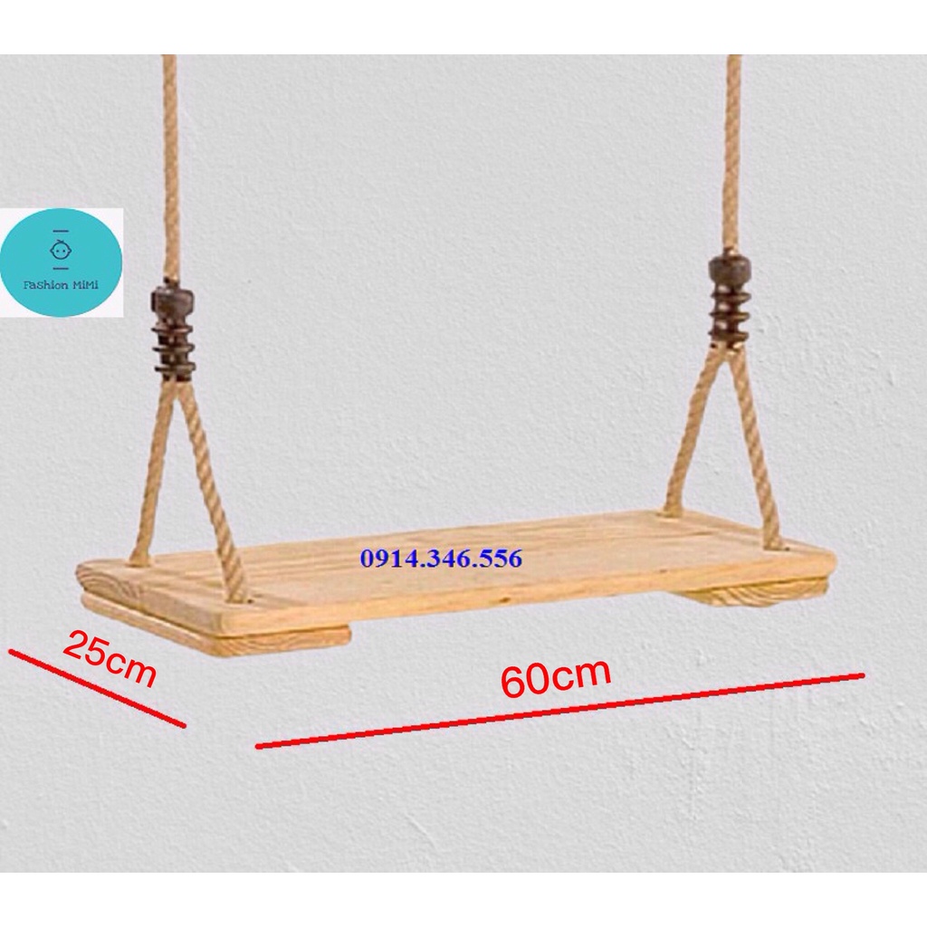 Xích đu Sân Vườn Ghế Gỗ Dây Thừng Kích Thước 60×25