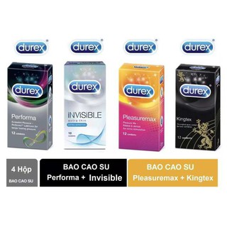 4 hộp Bao cao su Durex Performa, invisible, pleasuremax, kingtex - 46 cái