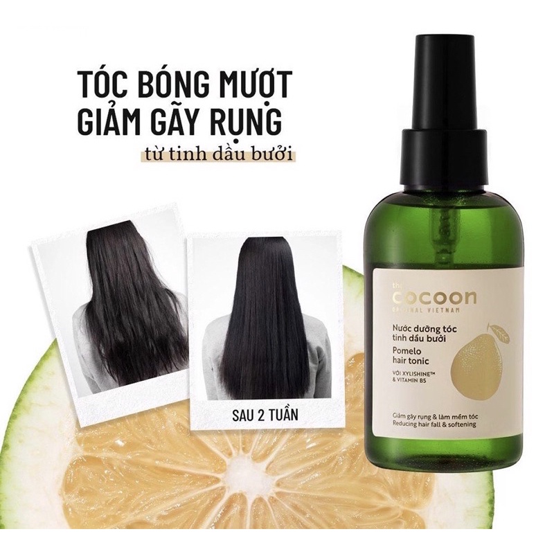 Nước dưỡng tóc tinh dầu bưởi Cocoon giúp giảm gãy rụng &amp; làm mềm tóc 140ml Nở cosmetic