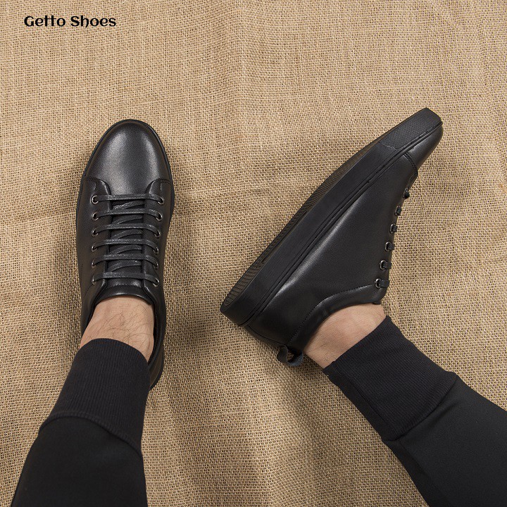 Giày da nam cao cấp phong cách thể thao màu đen in cá sấu full box, giày tây nam giá rẻ