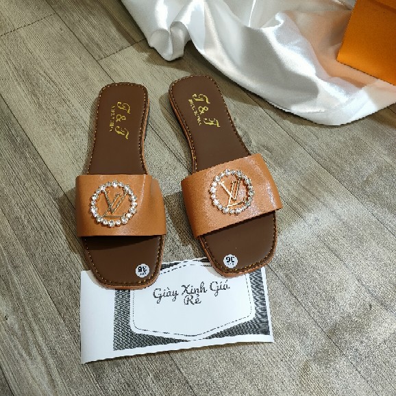 Dép Lê Nữ  Quai Ngang Khuy Đá Da Mềm Hàng Đẹp Giá Rẻ Dễ Mang Đi Trong Nhà