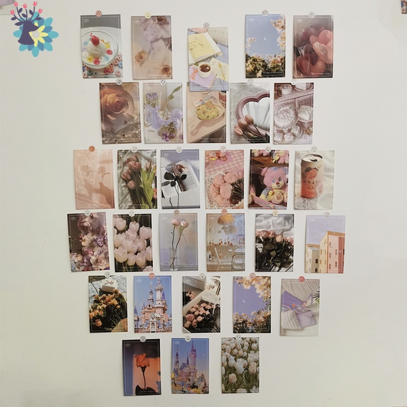 YK YD Bộ 30 thẻ bưu thiếp trang trí tường phong cách Hàn Quốc thời trang