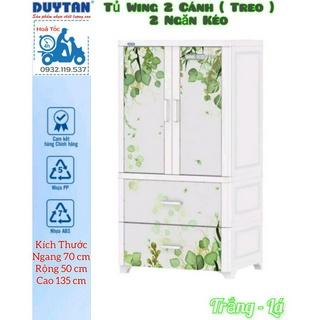 { Tổng kho giá rẻ }Tủ Nhựa Duy Tân Wing 2C-2N - Màu Trắng TẶNG 10 MÓC ÁO