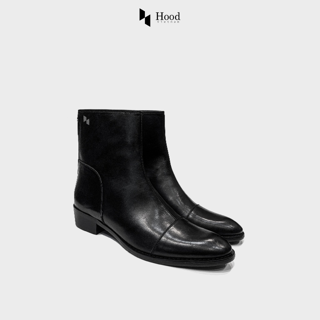 Giày Zip Boot khóa gót - Da bò cao cấp - Đế phíp gỗ - Tặng kèm lót tăng chiều cao+Bảo hành 12 tháng Hood HoodVN