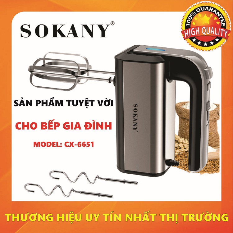 Máy Đánh Trứng Đánh Kem Nhồi Bột Cầm Tay Sokany Đa Năng Siêu Mạnh 800W Cao Cấp Nhào Trộn Bột Tốt Nhất - SKNCX6651