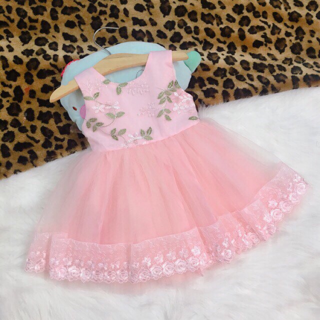 [HÌNH THẬT]Đầm công chúa hoa lá, đầm bé gái 7-30kg