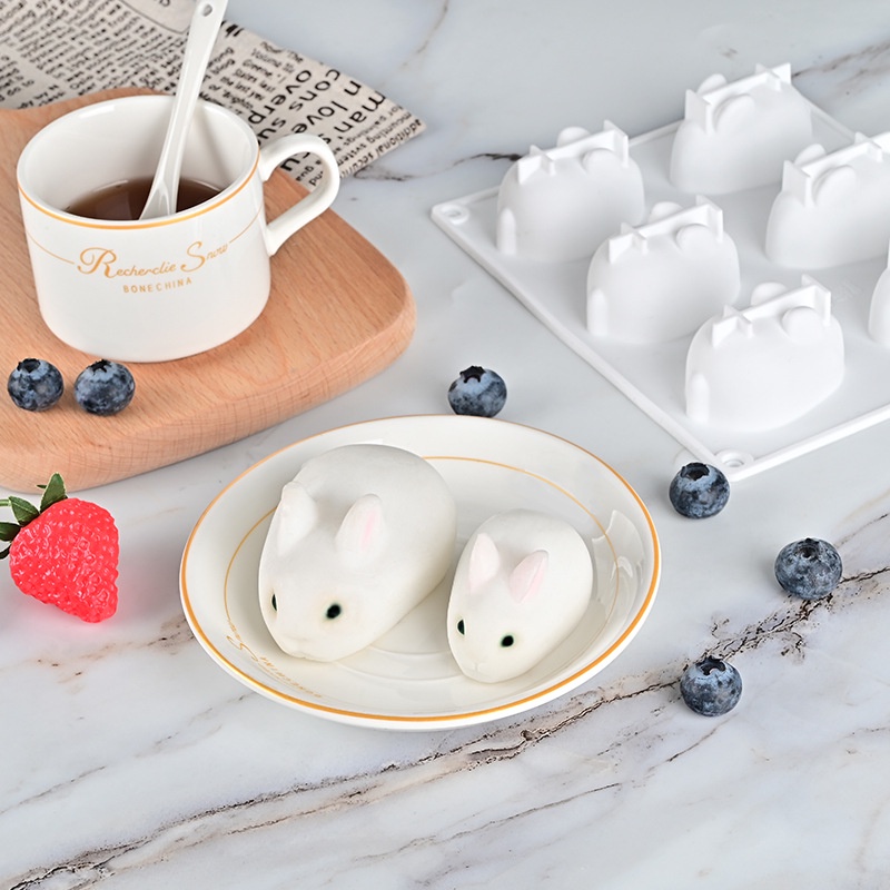 Khuôn Silicone Làm Bánh Hình Thỏ 3D Chống Dính Tiện Dụng