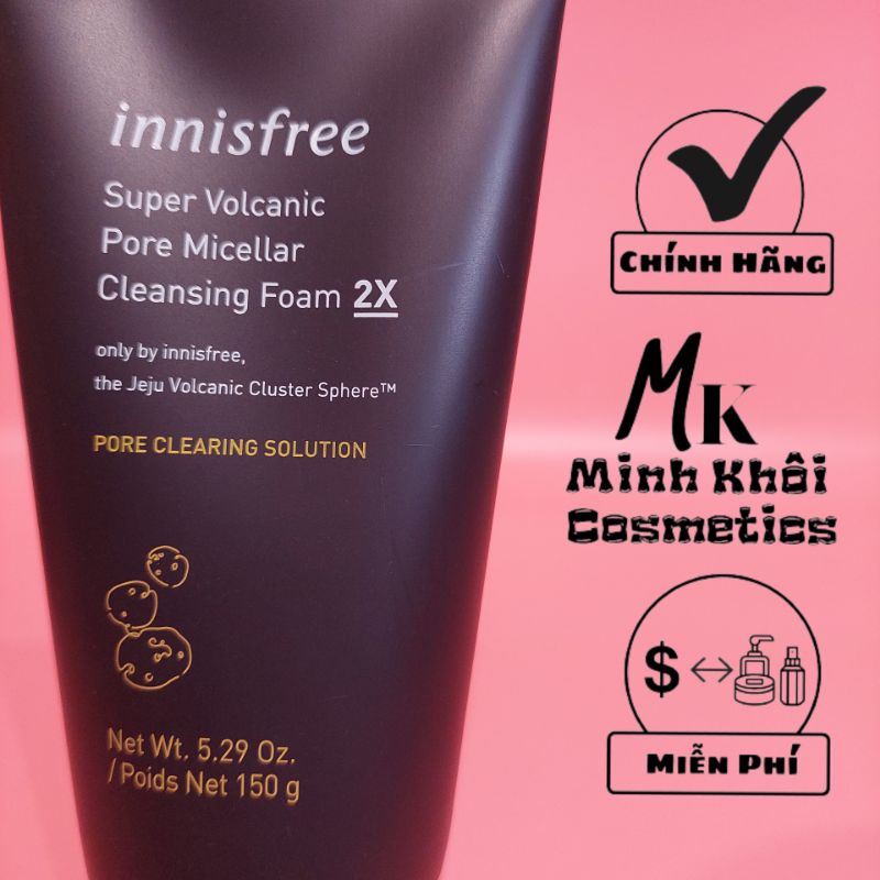 Sữa Rửa Mặt Innisfree Tro Núi Lửa Super Volcanic Pore Micellar Cleansing Foam 2X (Chính Hãng) | BigBuy360 - bigbuy360.vn