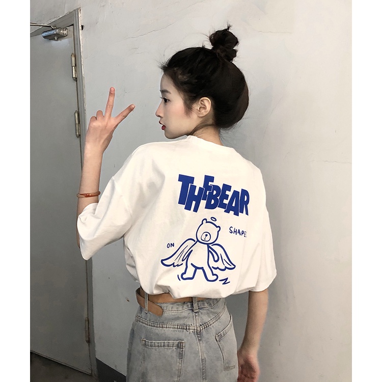 Áo thun Xiaozhainv ngắn tay dáng rộng thiết kế giản dị thời trang cho nữ