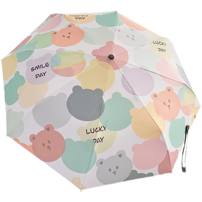 Dù Che Nắng Mini Tự Động Chống Tia UV Họa Tiết Gấu Dễ Thương