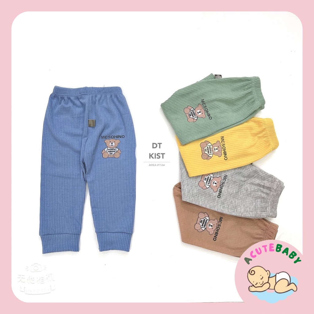 Quần dài cho bé gái, bé trai, quần tăm mềm mại hình thú dễ thương cho bé Acutebaby