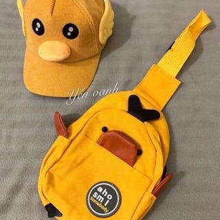Combo 2 set mũ vịt, 1 balo bỉm sữa