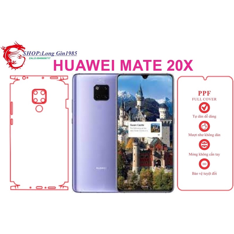 Huawei  Mate 20X miếng dán trong Ppf mặt sau và mặt trước chống va đập chống trầy xước