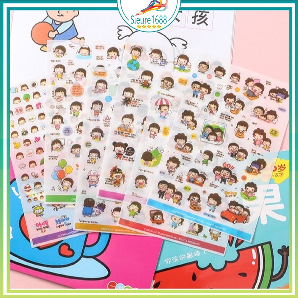 Sét 100 sticker cute ( có sẵn) Trang Trí Sổ Kế Hoạch, Nhật Ký - Phong Cách Hàn Quốc