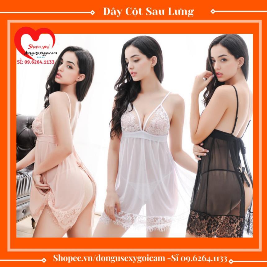 Váy Ngủ Sexy - Đầm Ngủ Sexy 2 Dây Gợi Cảm Xuyên Thấu Dễ Thương Voan Ren Mỏng Bigsize Quần Lọt Khe Ko Kèm Áo Choàng MC  ྇