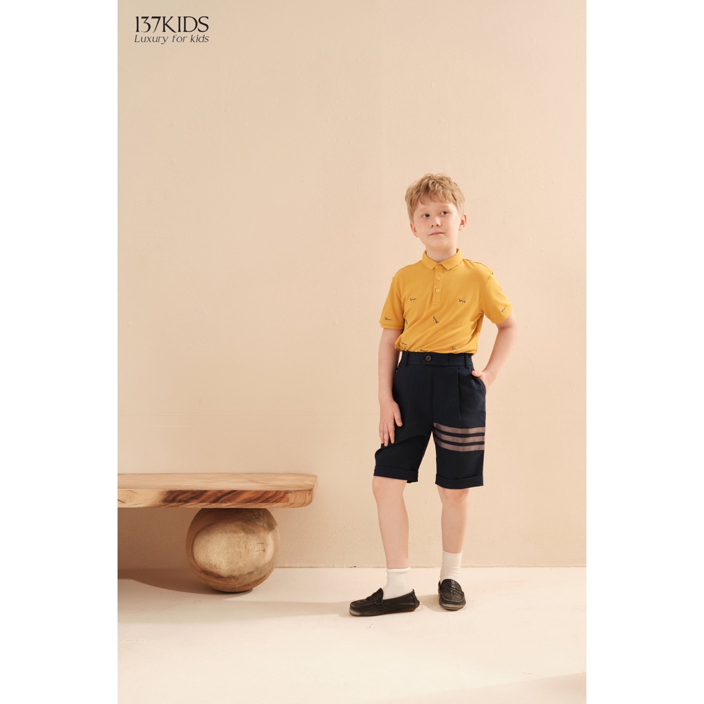 Quần short bé trai 137Kids thiết kế kẻ sọc cạp chun co giãn