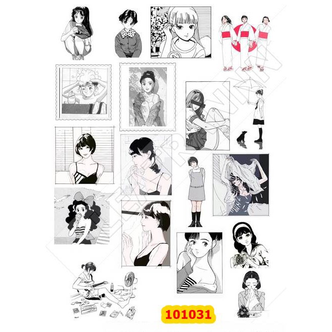 Sticker Washi A4 [ NỮ SINH TRUNG HỌC 3] Dạng Lì Trang Trí Bullet Journal Siêu Đẹp (101029-101032)