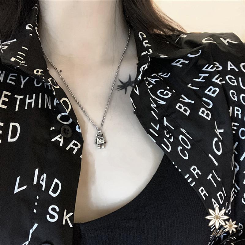 Vòng cổ mặt dây hình robot mini dễ thương phong cách hiphop thời trang