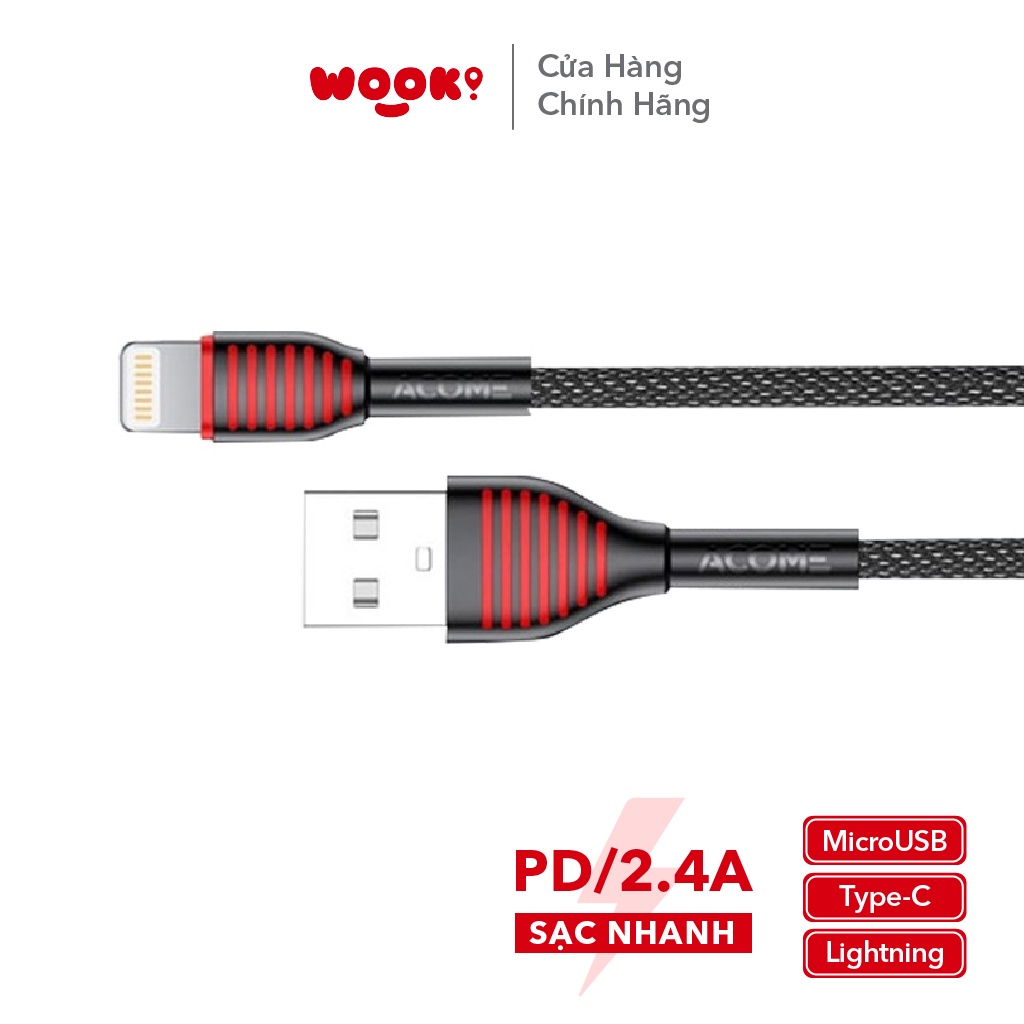 Cáp Sạc Nhanh ACOME ASL SM SC Cáp Dù Bền Chắc 100cm Tương Thích Với Các Dòng Android