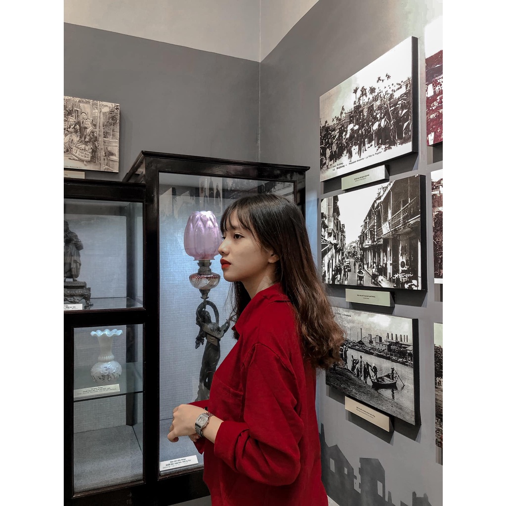 Áo sơ mi nữ màu đỏ đô form rộng KOREA Chất đũi lụa dày dặn thời trang nữ công sở đi làm đi chơi ( link mới cũ bị xóa ) | BigBuy360 - bigbuy360.vn