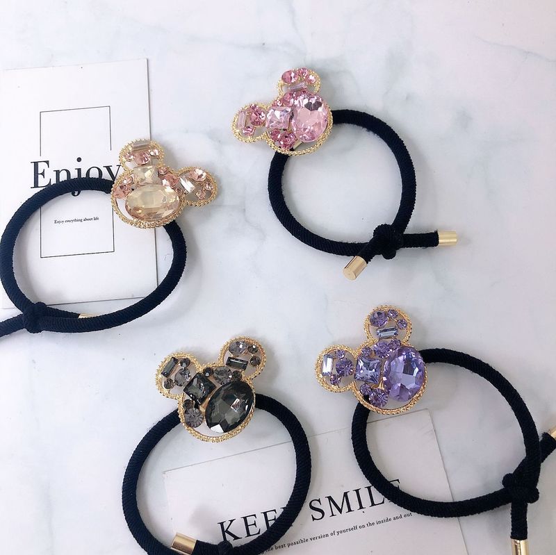 Dây buộc tóc/ kẹp tóc hình chuột Mickey mặt gương phong cách retro Pháp cổ điển