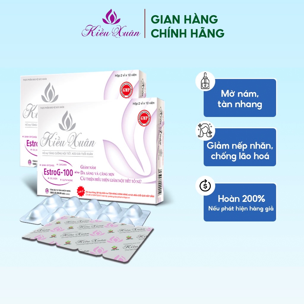 Combo 2 Hộp Viên Uống Sáng Da Giảm Nám KIỀU XUÂN Bổ Sung Collagen Tăng Cường Nội Tiết Tố Nữ