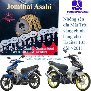 Nhông Sên Dĩa Mặt Trời Cho Exciter 135 Đời 2011, 2012, 2013, 2014 (Jomthai Asahi) có mã kiểm tra chính hãng