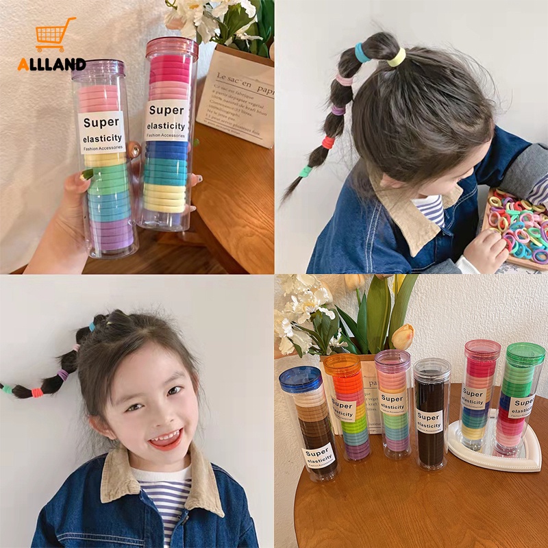 Set 24 Dây Buộc Tóc Cao Su Co Giãn Màu Sắc Đơn Giản Phong Cách Hàn Quốc