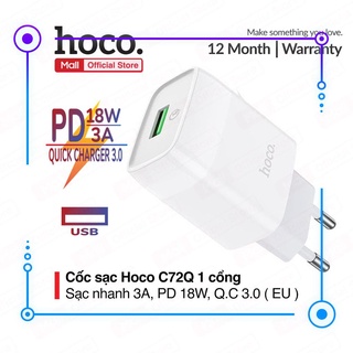 Cóc sạc nhanh qc3.0 hoco c72q 18w - chính hãng