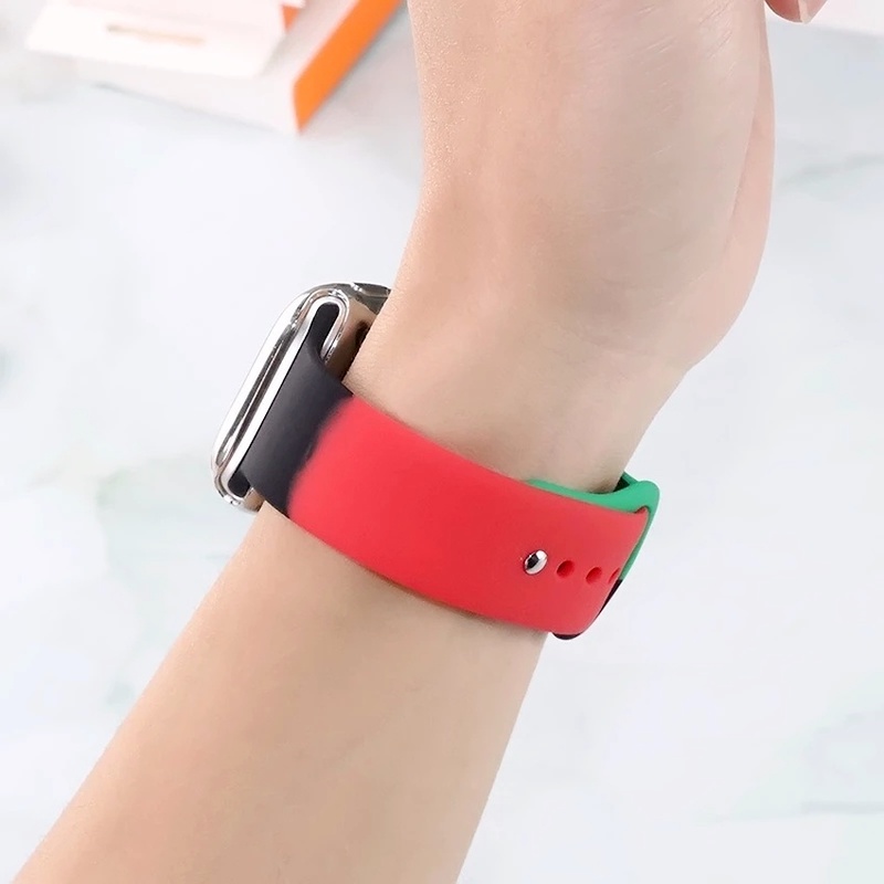 Dây Đeo Đồng Hồ Apple Watch Series 6 Se 5 4 3 2 1 38mm 40mm 42mm 44mm Bằng Cao Su Silicon Nhiều Màu Sắc