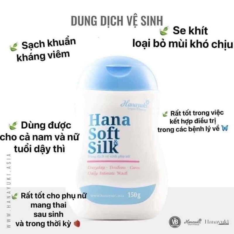 Dung dịch vệ sinh phụ nữ Hana Soft Silk, vệ sinh phụ nữ hana chuẩn chính hãng