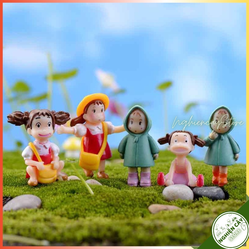 Phụ kiện Cô bé Mei váy đỏ trang trí tiểu cảnh, cây cảnh, sen đá