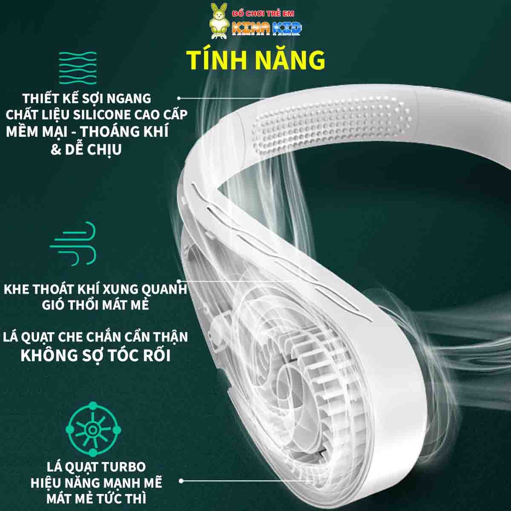 Quạt Đeo Cổ Không Cánh Cao Cấp L18, Điều Chỉnh 3 Tốc Độ, Mát Mẻ, Vui Vẻ, Sảng Khoái