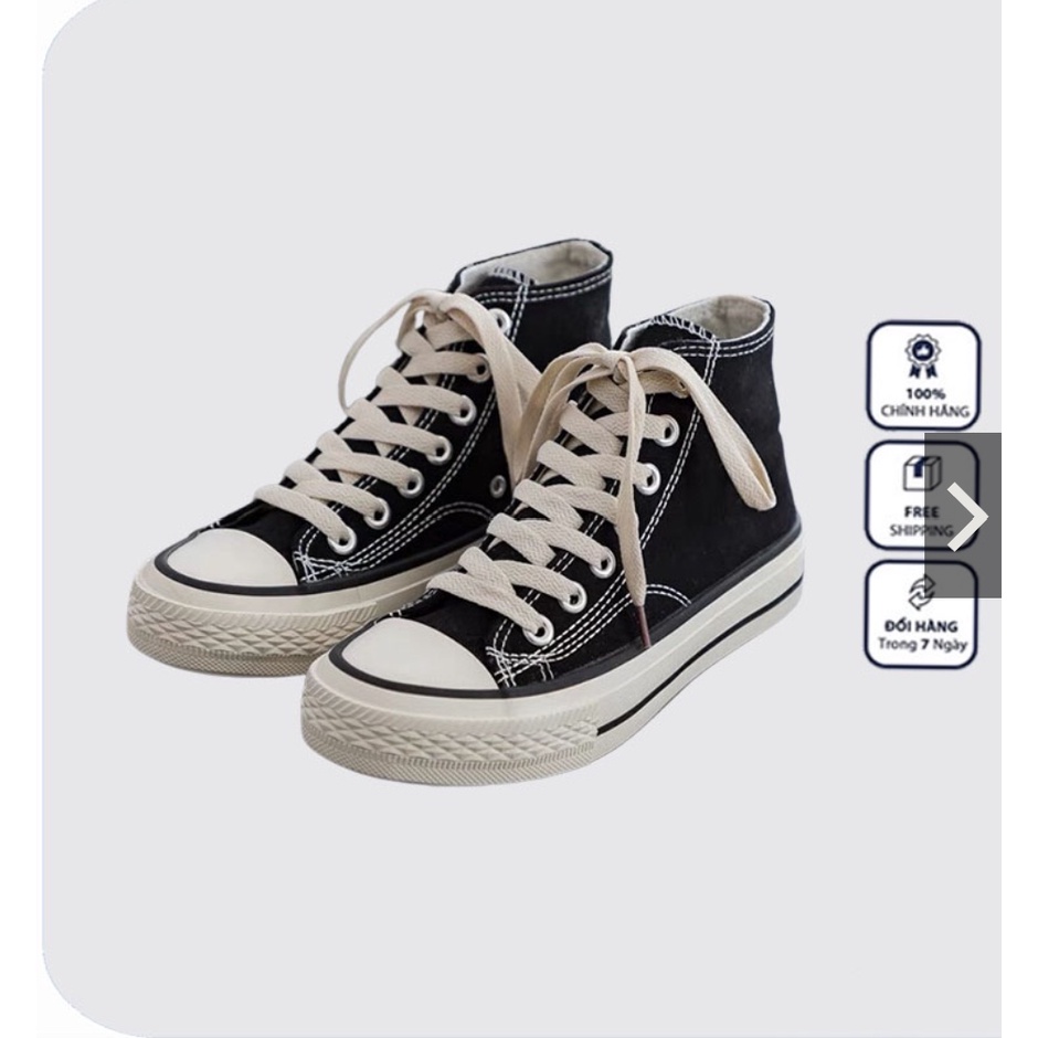 Giày thể thao cv classic cao cổ đen trắng - size 40