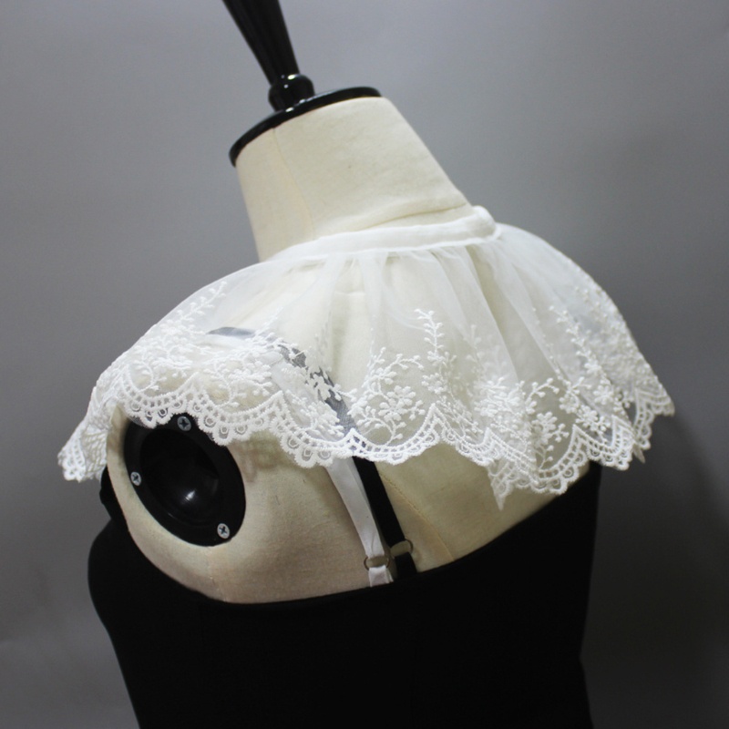 Cổ áo sơ mi giả thêu hoa bằng vải tulle