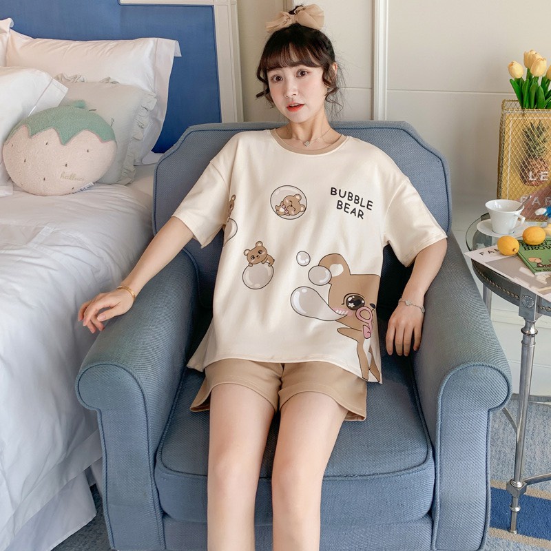 Bộ đồ NỮ mặc nhà với thiết kế họa tiết siêu kute chất cotton mềm mát mùa hè BC12