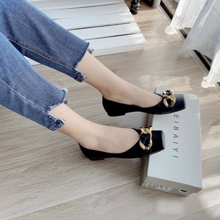 Giày bệt tag xích mũi vuông fullbox