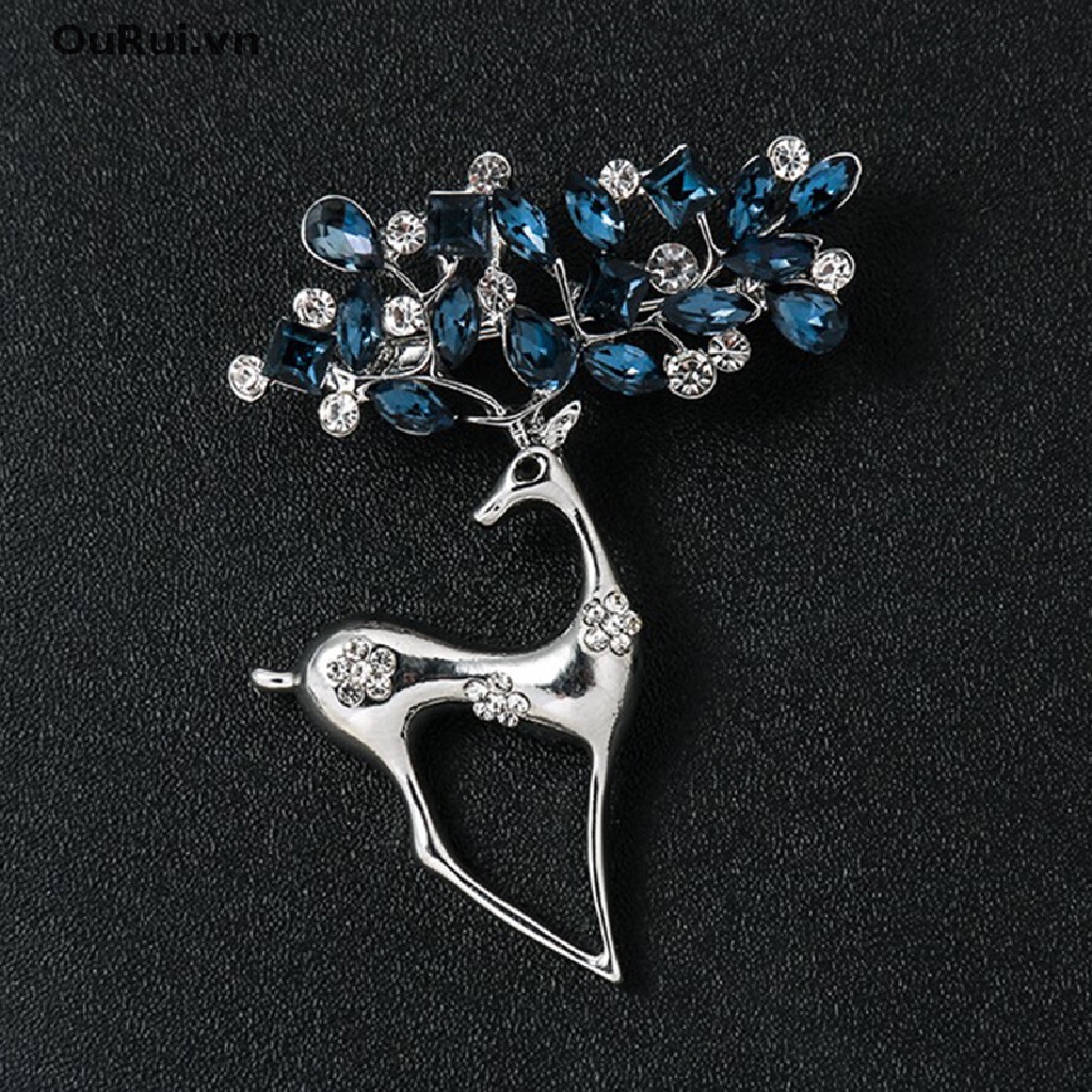 1 Ghim Cài Áo Hình Tuần Lộc Đính Đá Nhân Tạo Thời Trang