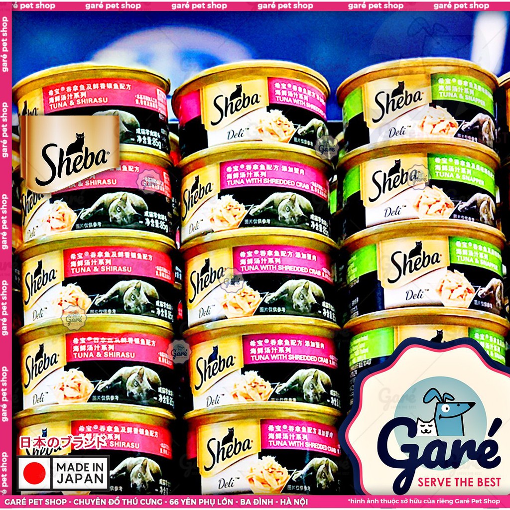 85gr - Pate Sheba dạng lon cho Mèo mọi độ tuổi vị Cá Pate thịt cá tươi xé miếng nhỏ cho Mèo con