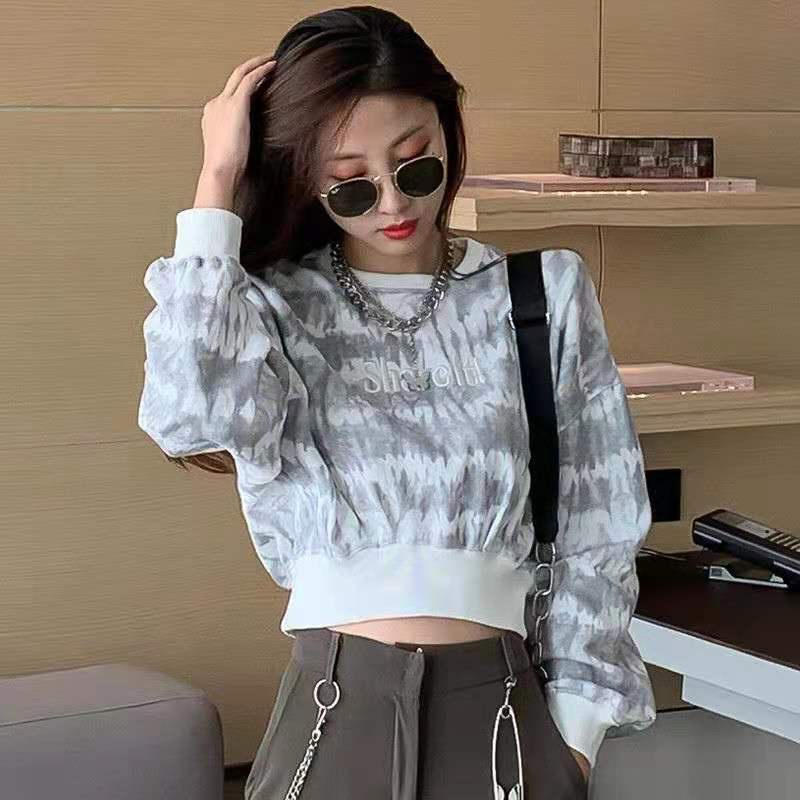 Áo Sweater Tay Dài Nhuộm Màu Dáng Suông Thời Trang Phong Cách Hàn Quốc Cho Nữ
