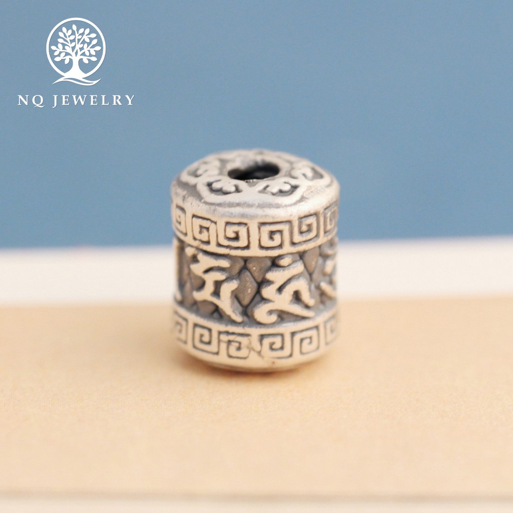 Charm bạc hình trụ lục tự minh chú - NQ Jewelry