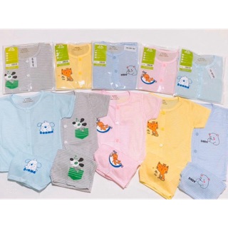 Bộ cộc tay noubaby kẻ ngang cúc giữa chất đẹp cho bé