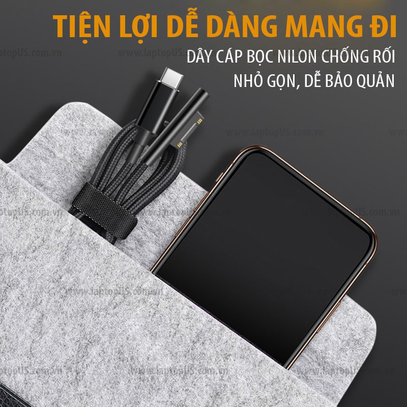 Cáp Chuyển Nguồn USB C sang Dell Thinkpad HP Surface 1.8 MÉT 100W