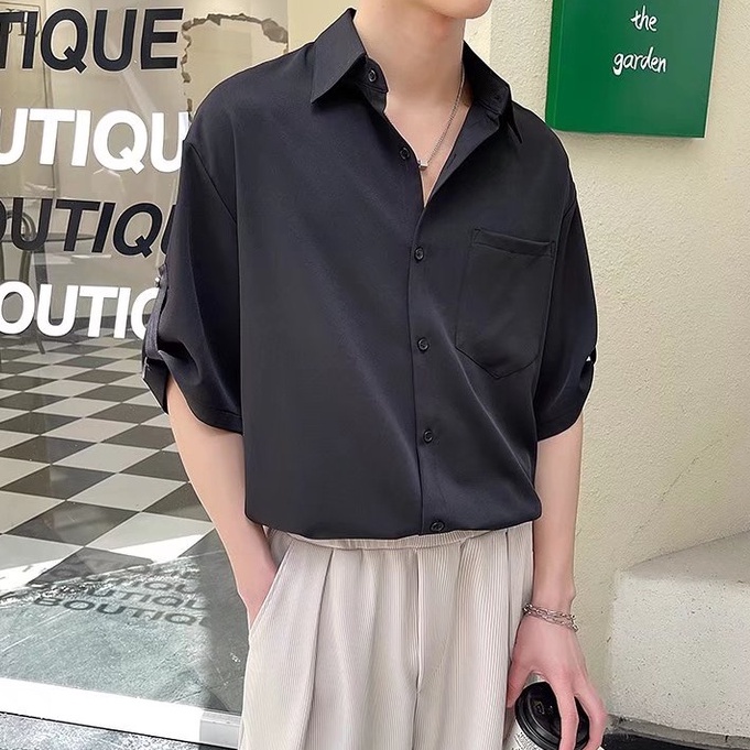 Áo Thun Polo Tay Ngắn Cổ Polo Màu Đen Phong Cách Hàn Quốc Dành Cho Nam