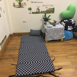 Đệm gấp gọn văn phòng kèm gối nằm 28cmx40cm, đệm tập yoga, đệm cho học sinh sinh viên, đệm tập bò cho bé