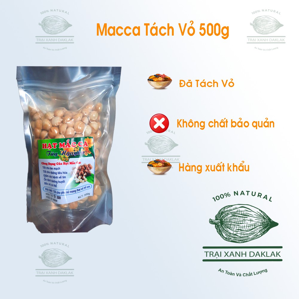Quả Nhân MACCA Đắc Lắc đã tách vỏ thơm ngon không chất bảo quản phù hợp tiêu chuẩn VSATTP giống hạt từ Úc 500g