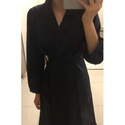 Đầm ulzzang vest dáng dài thắt dây eo kiểu Pháp