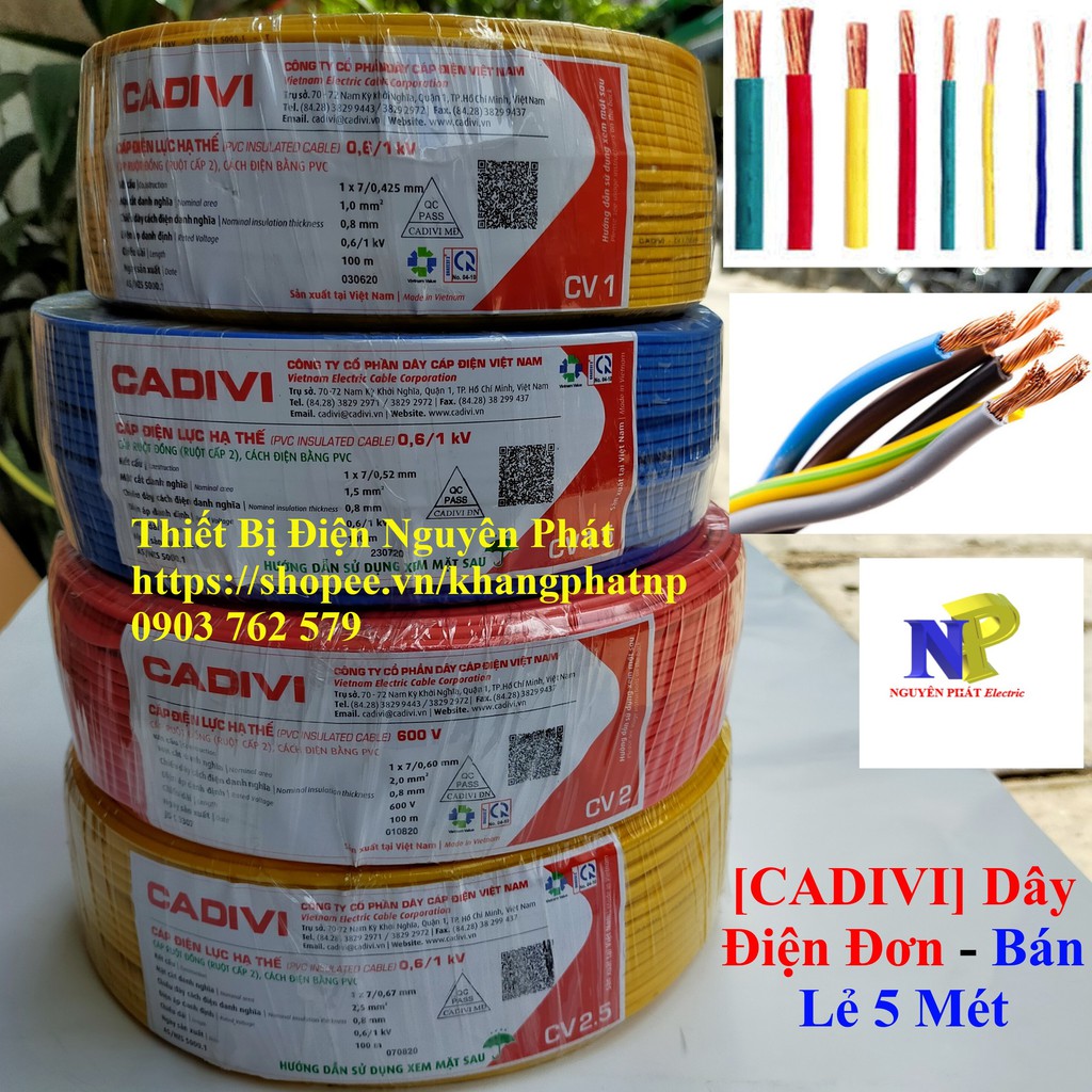 [CADIVI] Dây Điện Đơn - Bán Lẻ 5 Mét