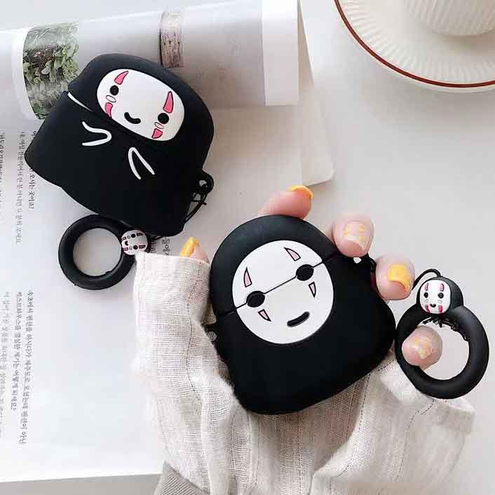 Đen Vỏ Bảo Vệ Hộp Sạc Tai Nghe airpods 1 / 2 / 3 / pro Bằng Silicon Hình Vô Diện Dễ Thương