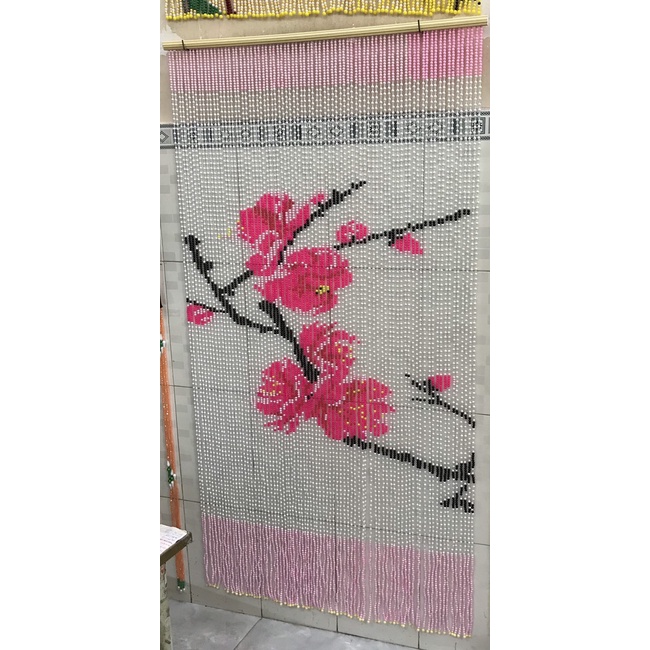 MÀN HẠT NHỰA - RÈM HẠT NHỰA TRẮNG TRONG NHŨ BÔNG HOA, CÂY TRE, PHONG CẢNH